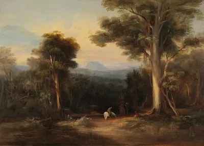 Mount King George from the Bathurst Road, New South Wales, 1848 oil painting