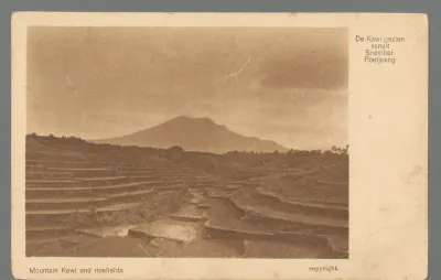 Mountain Kwai and ricefields / De Kawi gezien vanuit Soember Poetjoeng