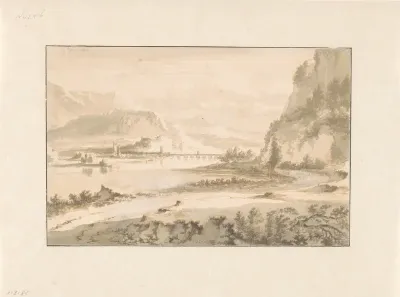 Mountain Landscape with a Stone Bridge over a River