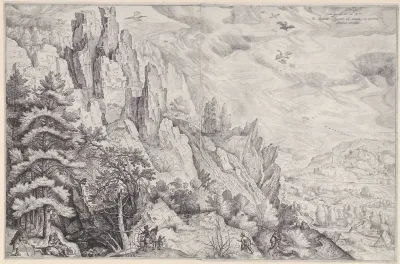 Mountain Landscape with an Amorous Couple and a Hunter