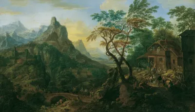 Mountain landscape with castle