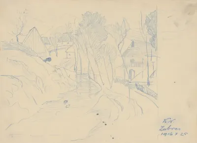 Mountain Landscape with Folded Plate Roofs