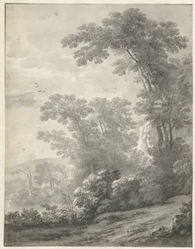 Mountain Landscape with Trees near a River