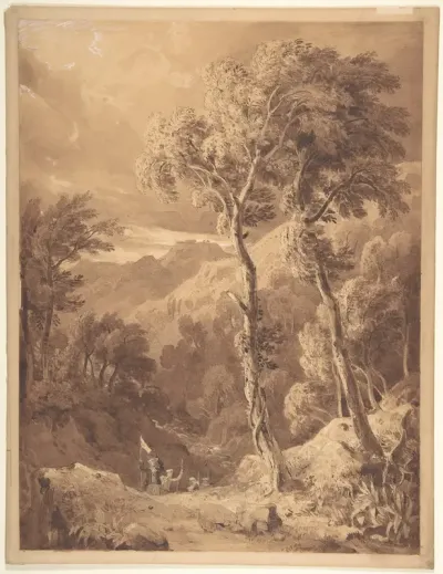 Mountainous landscape with travellers (Scene on the river Pellene Achaia)