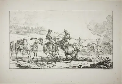 Mounted Artilleryman with Three Horses Bridled at Once