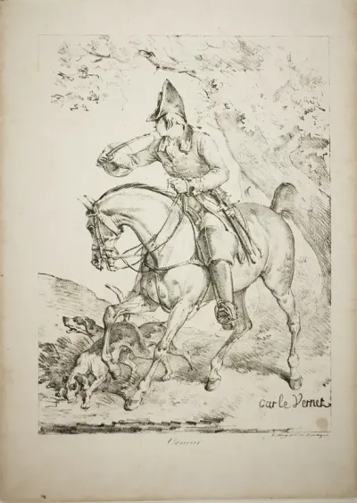 Mounted Huntsman Sounding a Horn