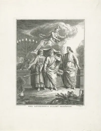 Mozes, Aäron en Christus symboliseren het Oude en Nieuwe Testament