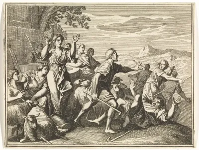 Mozes en de dochters van Reüel bij de put
