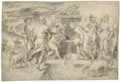 Mozes helpt de dochters van Jetro