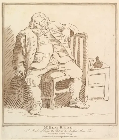Mr. Ben: Read, A Member of Hogarth's Club at the Bedford Arms Tavern, Drawn by him about the Year 1757
