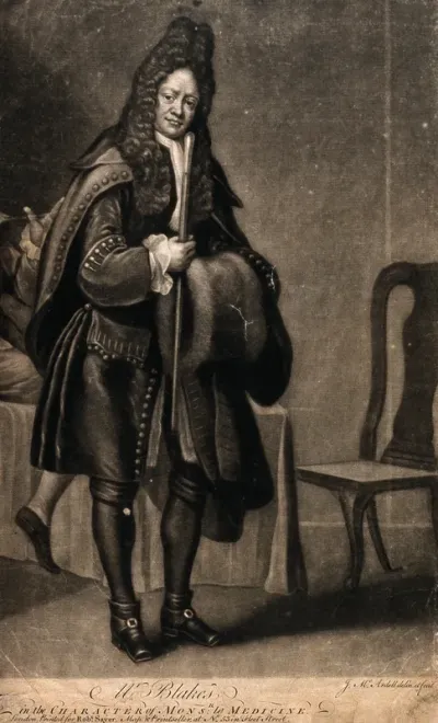 Mr. Blake in the character of Monsieur le médecin. Mezzotint by J. McArdell after himself