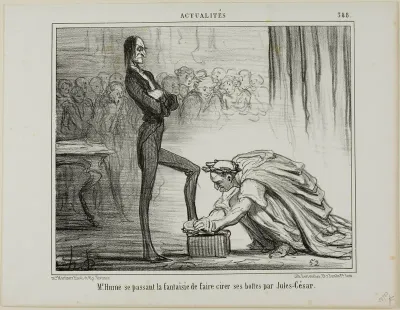 Mr. Hume fantasizing about Julius Caesar polishing his boots, plate 388 from Actualités