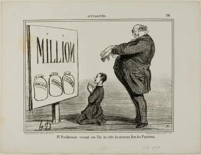 Mr. Prudhomme dedicating his son to the new God of the Parisians, plate 366 from Actualités