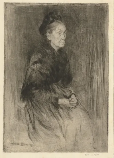 Mrs. Drummond, in a shawl, to the right