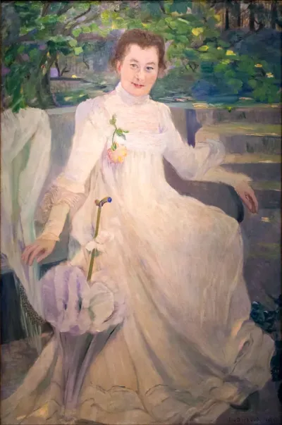 Mrs Emilie Turck in the garden