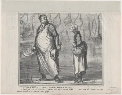 M'sieu le boucher..., j'vous la souhaite bonne et heureuse!, from "Actualités"