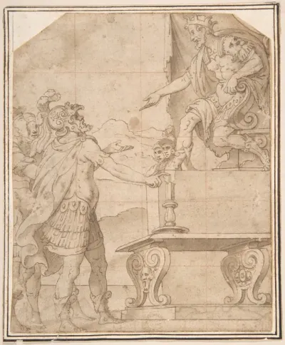 Mucius Scaevola Burning off his Hand before Porcenna