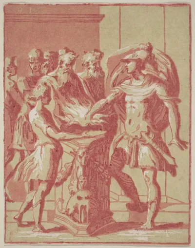 Mucius Scaevola Putting his Hand in a Fire