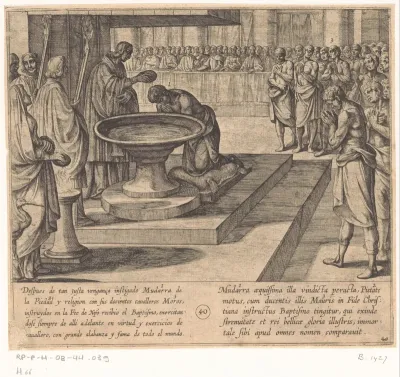 Mudarra en zijn ruiters bekeren zich tot het Christendom en worden gedoopt