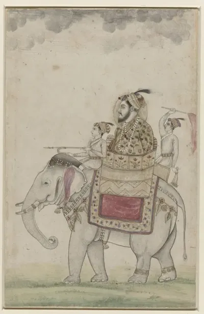 Mughal prins zittend op een olifant