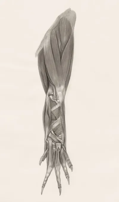 Muscular tissue on the leg of a lizard