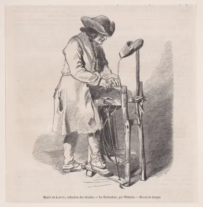 Musée du Louvre; collection des dessins, Le Remouler, par Watteau, from "Le Magasin Pittoresque"
