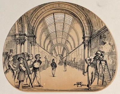 Musée du Louvre, Paris: the Grande Galerie with a British painter
