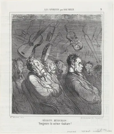 Musical séances, always the same song!, from 'The spiritualists,' published in Le Charivari, November 8, 1865