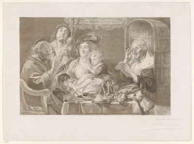 Musicerend gezelschap aan tafel
