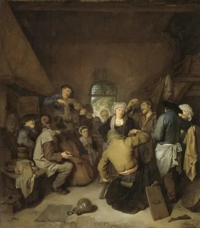 Musicerende en dansende boeren