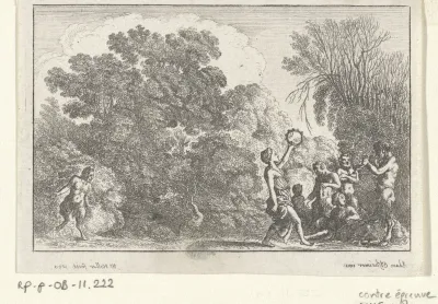 Musicerende en dansende saters en nimfen