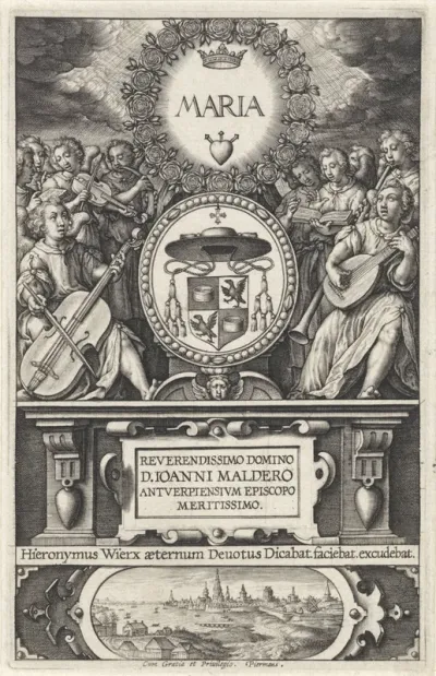 Musicerende engelen rond een wapenschild