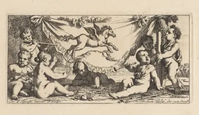 Musicerende putti met Pegasus