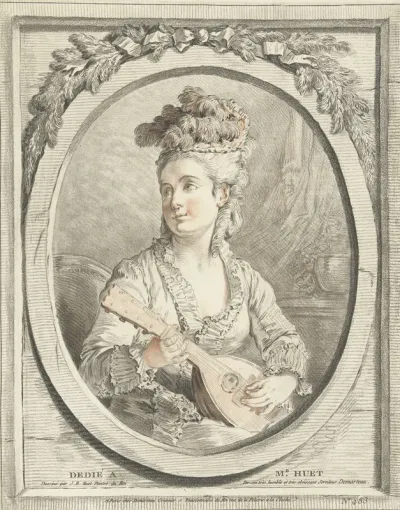 Musicerende vrouw in ovaal