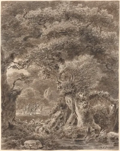 Musicians Traveling through a Forest
