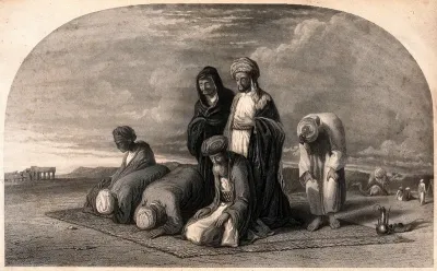 Muslims praying to Mecca