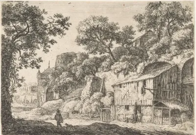 Muur met bebouwing