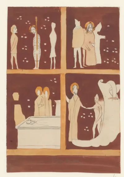 Muurschildering van het lijden van Christus uit de kerk in Emmen