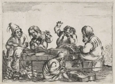 Muziekmakende kleine mensen (karikaturen)