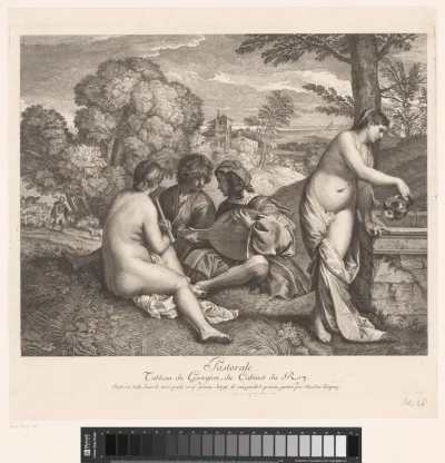 Muzikanten in een landschap