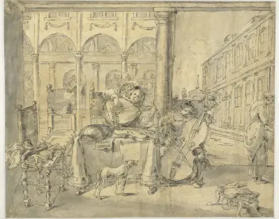 Muzikanten in een loggia