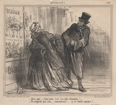 My dear, come and have a look at these beautiful diamonds!, from 'News of the Day,' published in Le Charivari, January 20, 1860