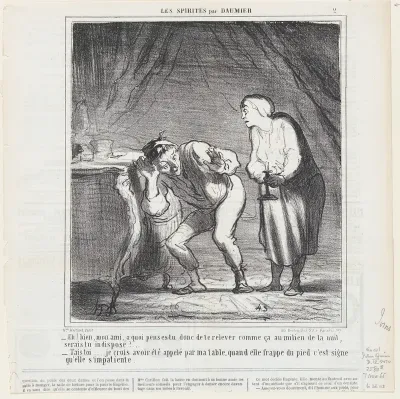My friend, why are you up in the middle of the night, are you ill?, from 'The spiritualists,' published in Le Charivari, November 7, 1865