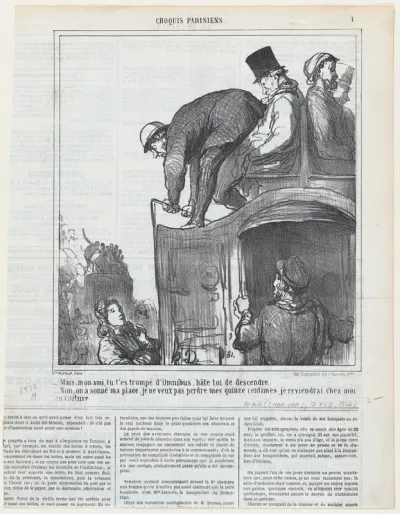 My friend, you have taken the wrong bus, get out quickly!, from 'Parisian sketches,' published in Le Charivari, January 31, 1866