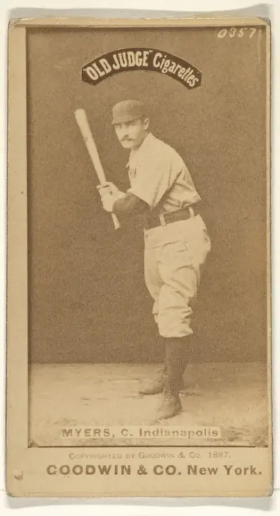 Myers, Catcher, Indianapolis, from the Old Judge series (N172) for Old Judge Cigarettes