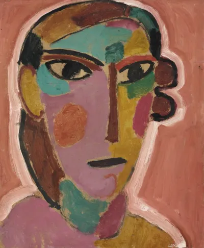 Mystical Women's head on red ground