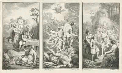 Mythologische en allegorische voorstellingen op de inspiratie van de toneelschrijver Paul Scarron