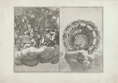 Mythologische figuren tussen wolken