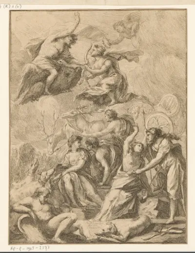 Mythologische voorstelling met de godin Diana