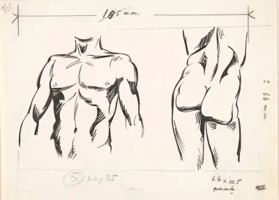 Naakt torso en naakte onderrug en billen van een man